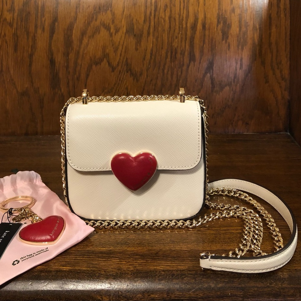 NWT-Kate Spade-SET-Heart❤️Hardware-Micro Flap Crossbody &❤️Keyfob/Bag Charm-$378